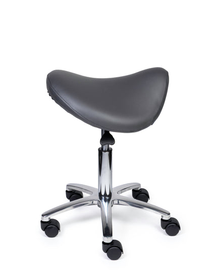 Ergonomischer Sattelhocker Premium Grau auf Rollen
