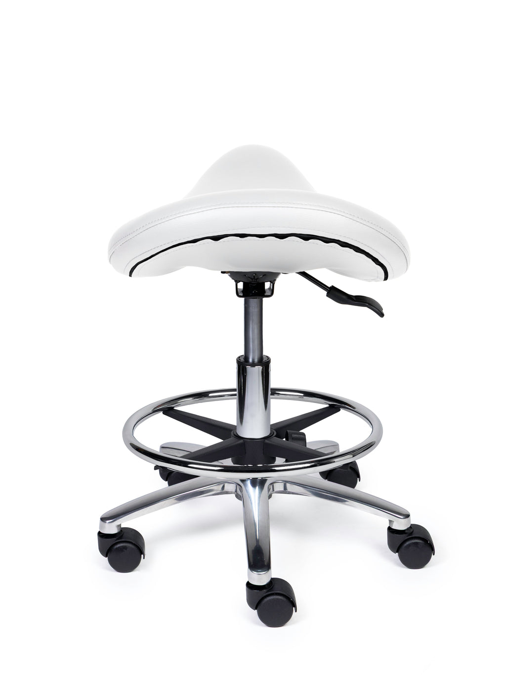 Ergonomische Zadelkruk Premium Wit op Wielen