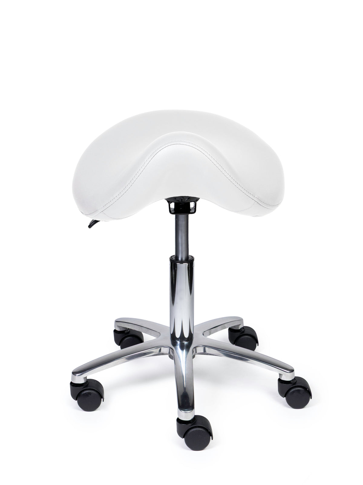 Ergonomischer Sattelhocker Premium Weiß auf Rollen