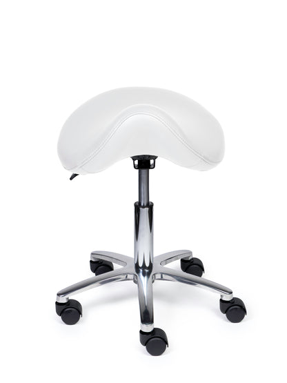 Ergonomischer Sattelhocker Premium Weiß auf Rollen