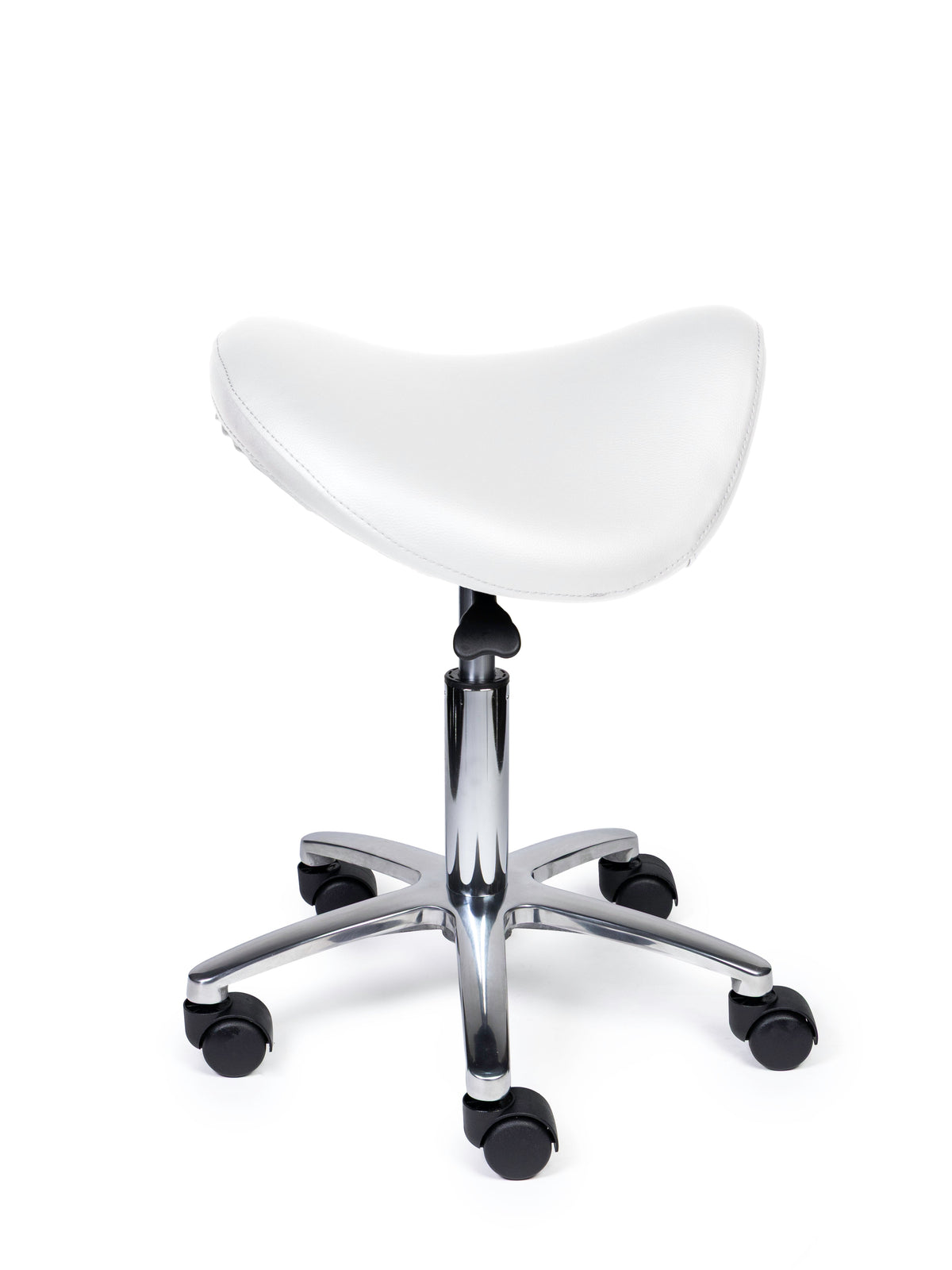 Ergonomischer Sattelhocker Premium Weiß auf Rollen