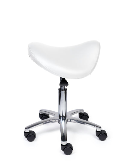 Ergonomischer Sattelhocker Premium Weiß auf Rollen