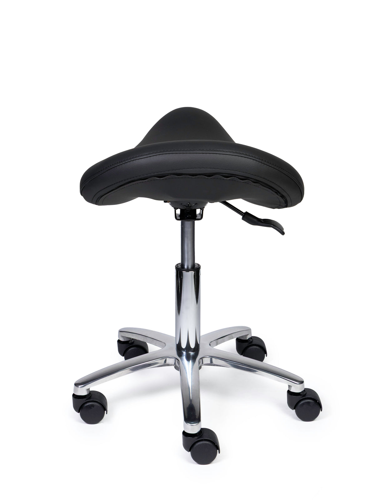 Ergonomischer Sattelhocker Premium Schwarz auf Rollen