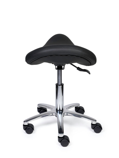 Ergonomischer Sattelhocker Premium Schwarz auf Rollen