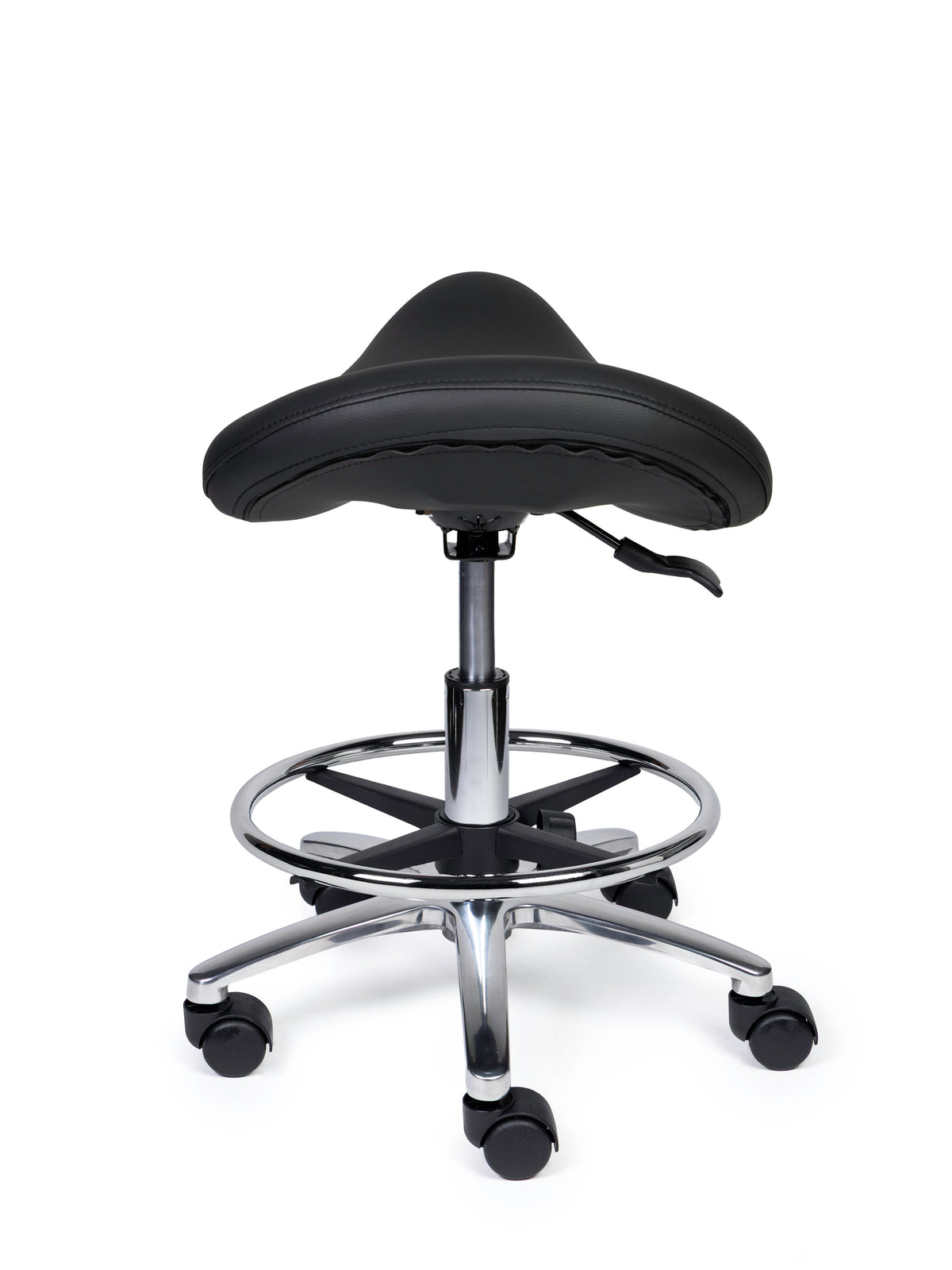 Ergonomischer Sattelhocker Premium Schwarz auf Rollen