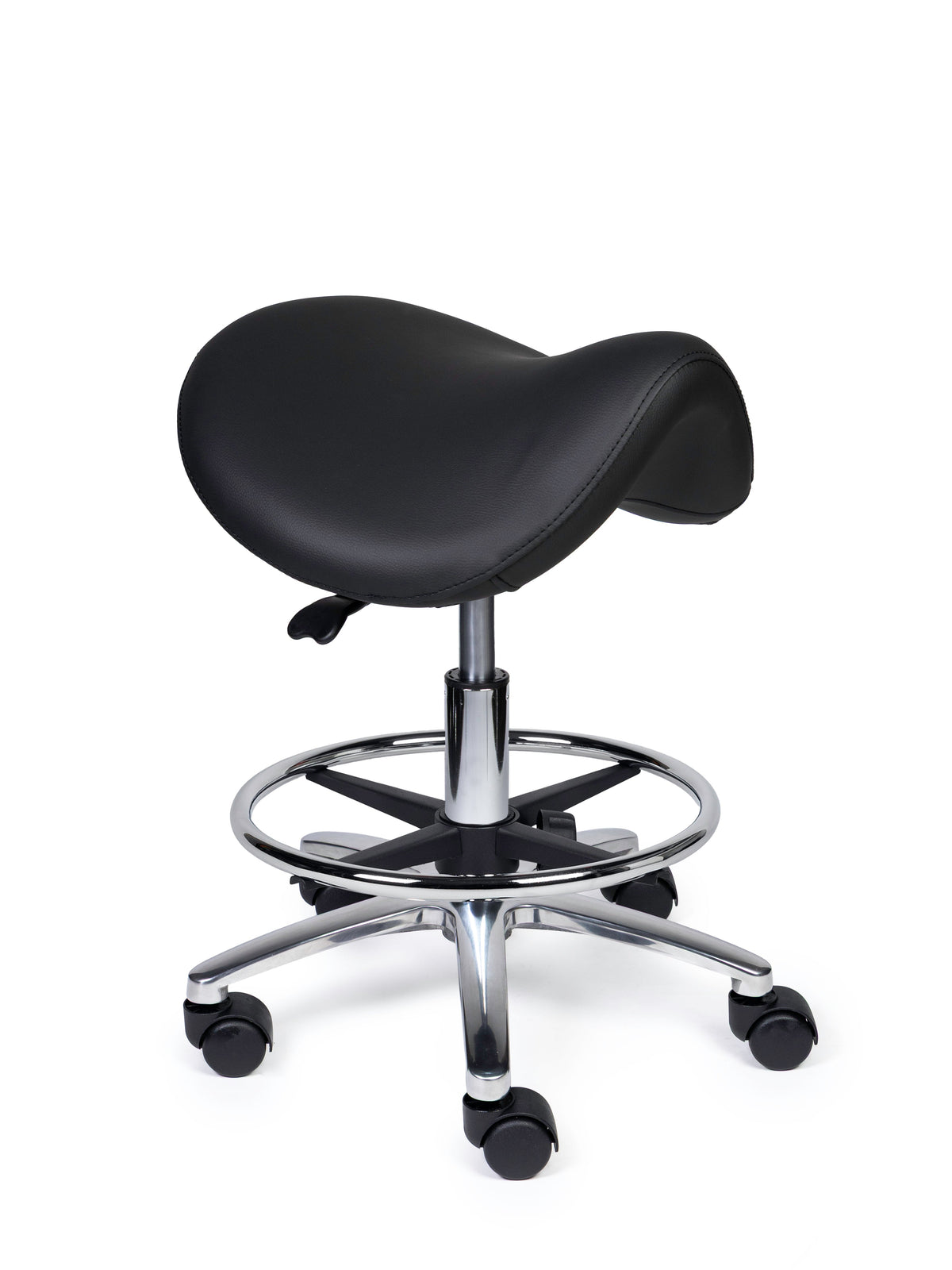 Ergonomischer Sattelhocker Premium Schwarz auf Rollen