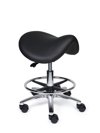 Ergonomischer Sattelhocker Premium Schwarz auf Rollen