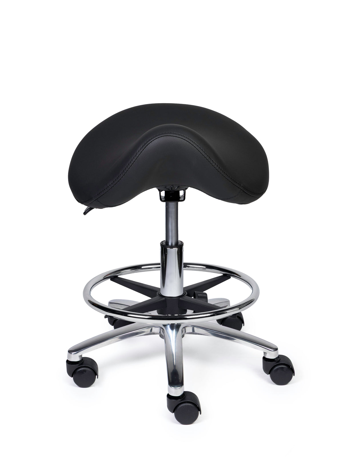 Ergonomischer Sattelhocker Premium Schwarz auf Rollen