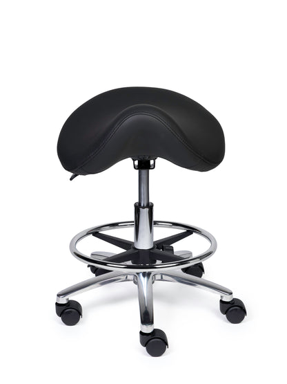 Ergonomischer Sattelhocker Premium Schwarz auf Rollen