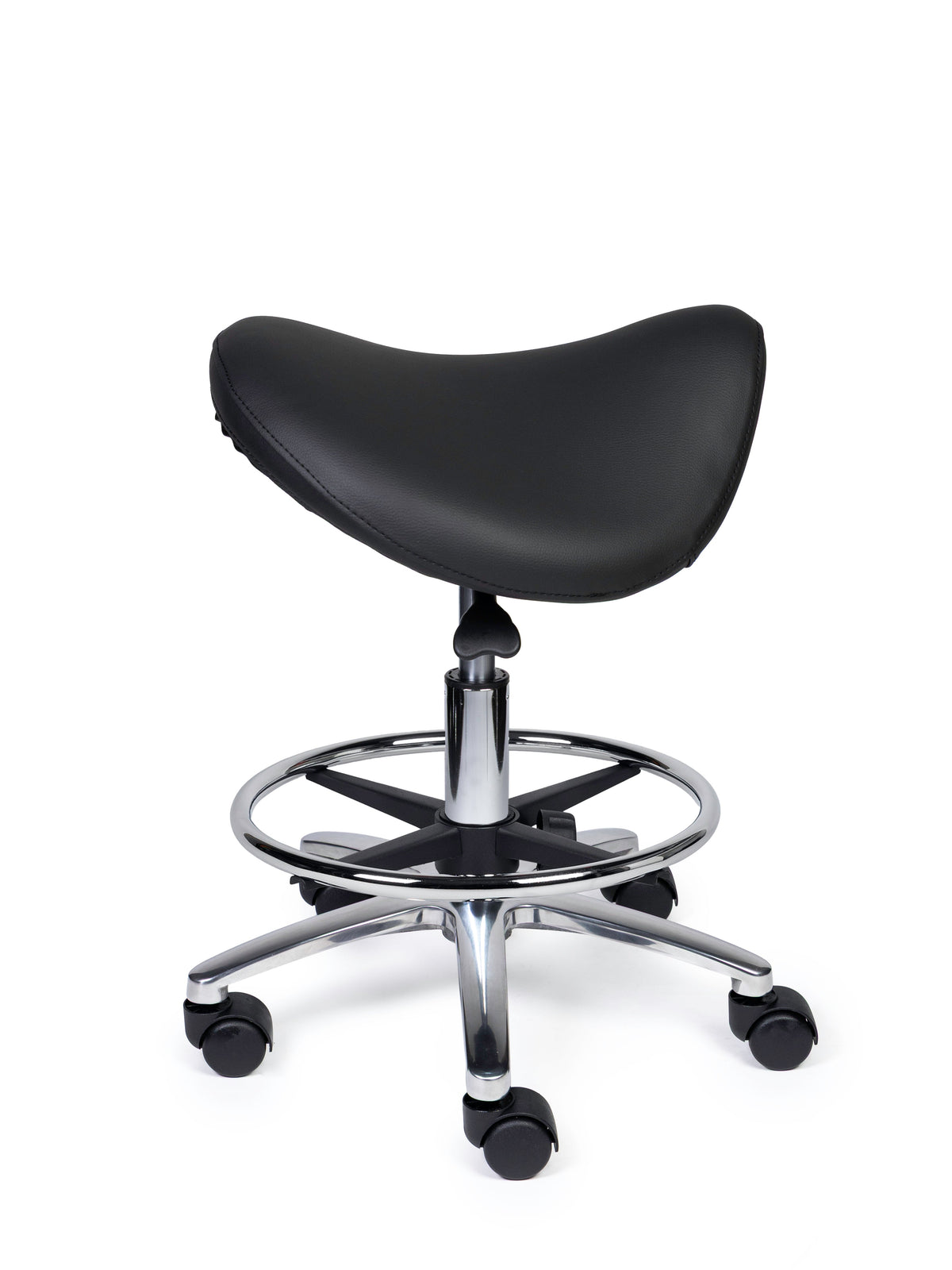 Ergonomischer Sattelhocker Premium Schwarz auf Rollen