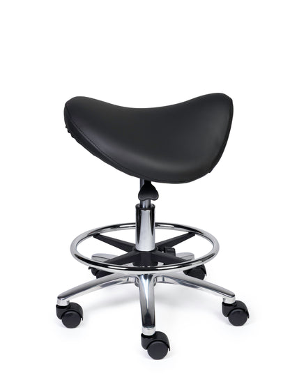 Ergonomischer Sattelhocker Premium Schwarz auf Rollen