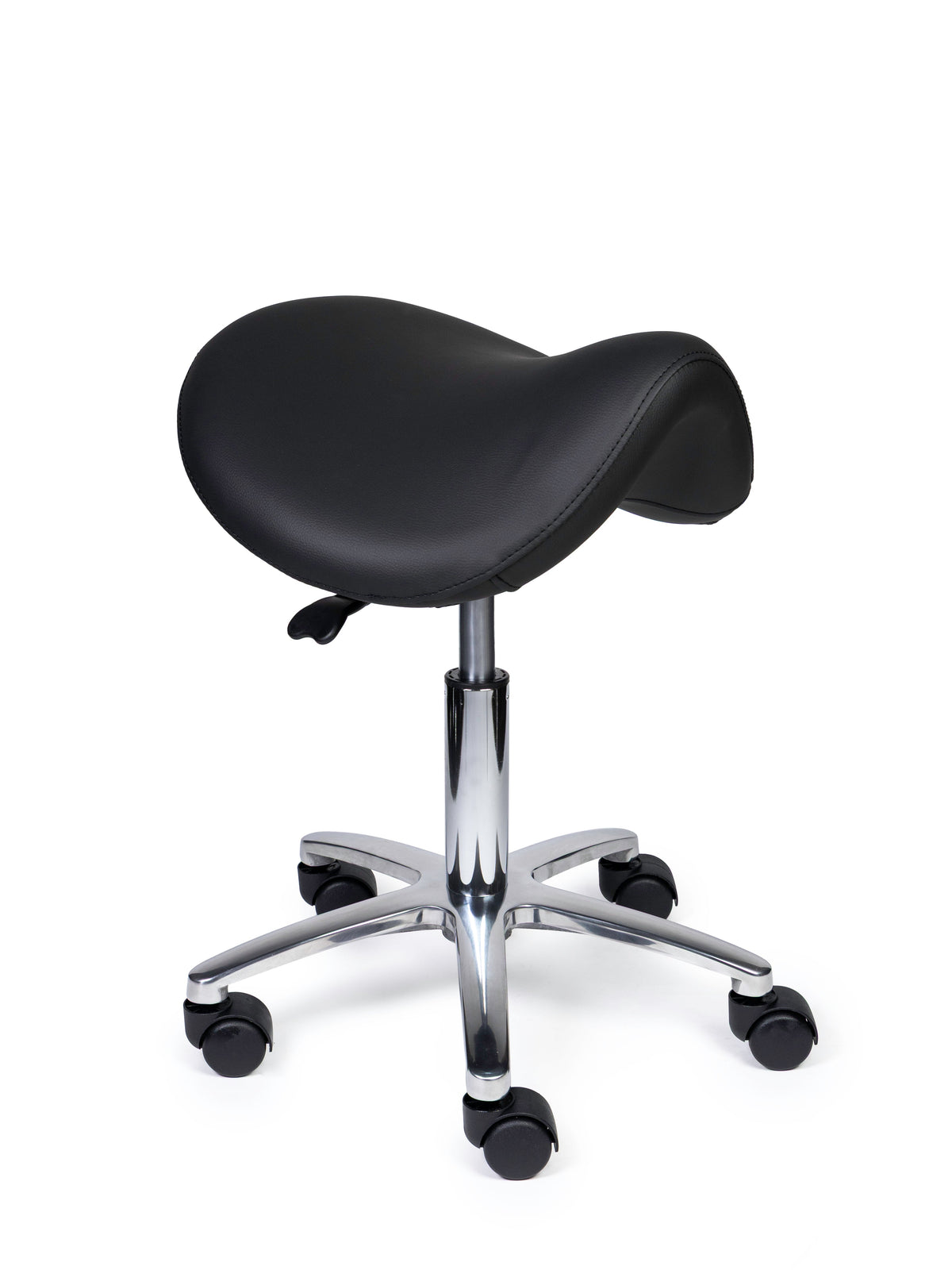 Ergonomischer Sattelhocker Premium Schwarz auf Rollen
