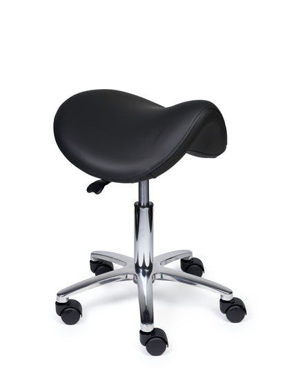 Ergonomischer Sattelhocker Premium Schwarz auf Rollen