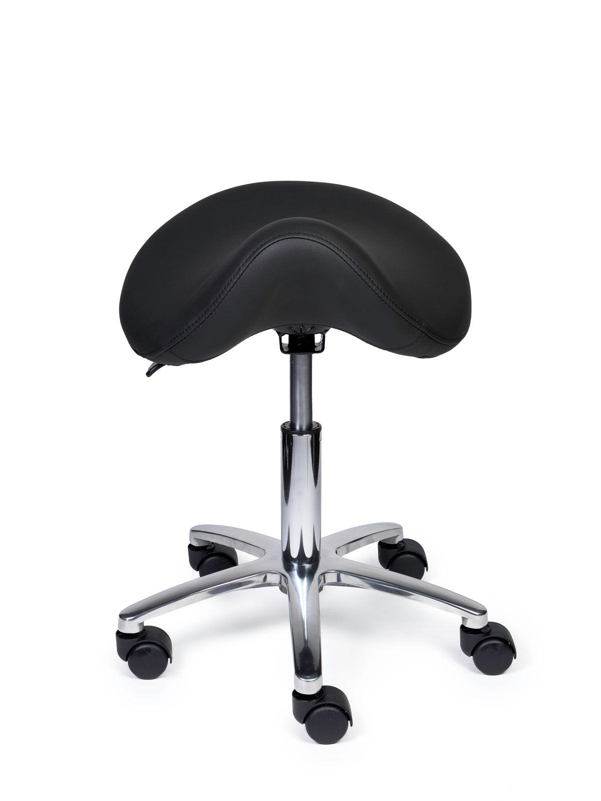 Ergonomischer Sattelhocker Premium Schwarz auf Rollen