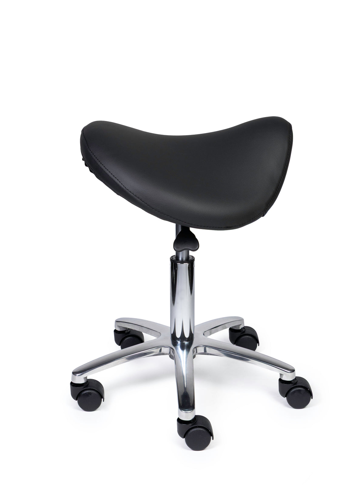 Ergonomischer Sattelhocker Premium Schwarz auf Rollen