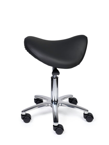 Ergonomischer Sattelhocker Premium Schwarz auf Rollen