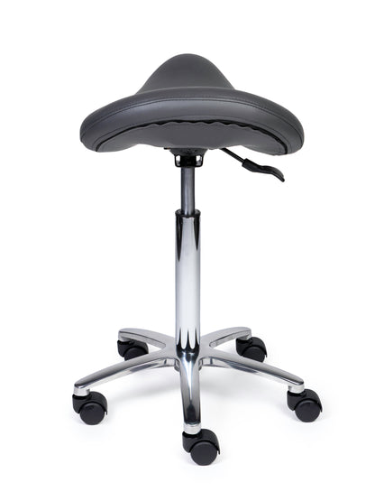 Ergonomischer Sattelhocker Premium Grau auf Rollen