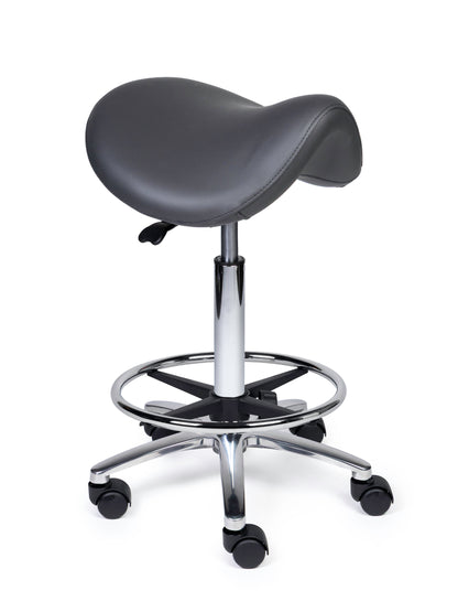 Ergonomischer Sattelhocker Premium Grau auf Rollen