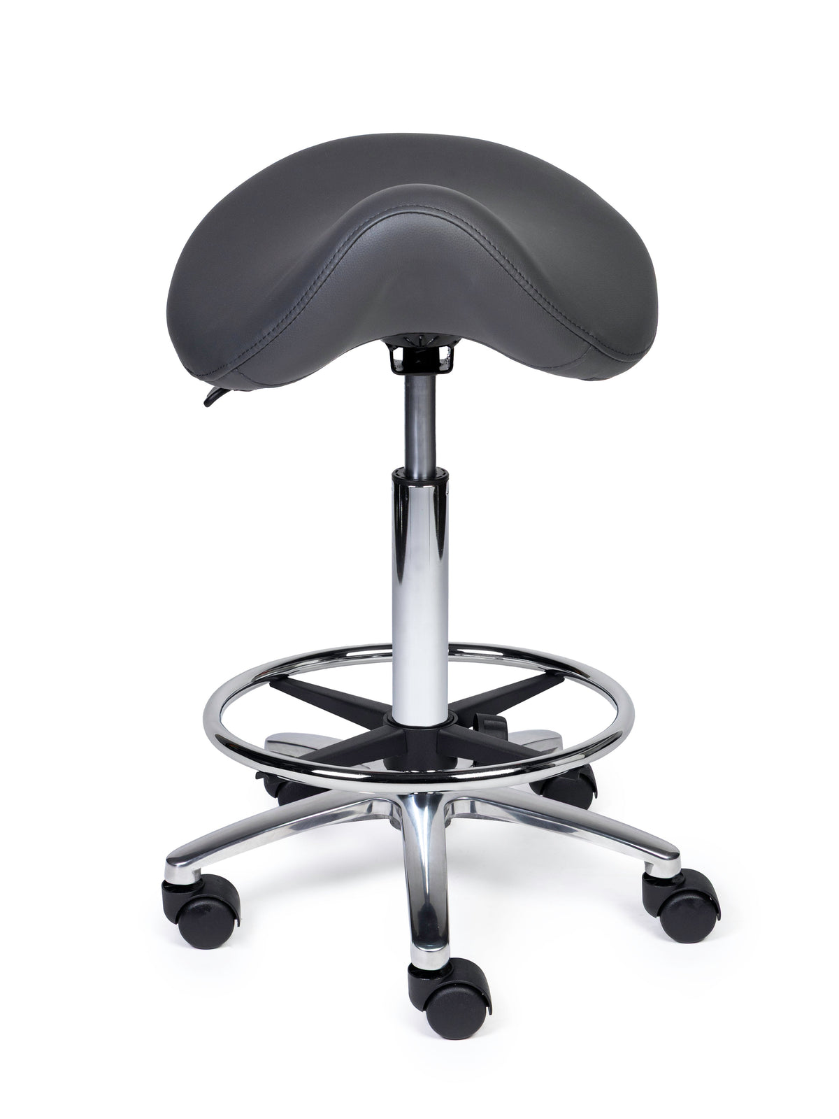 Ergonomischer Sattelhocker Premium Grau auf Rollen