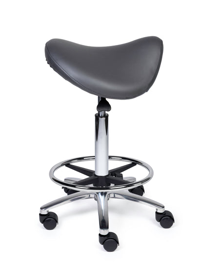 Ergonomischer Sattelhocker Premium Grau auf Rollen