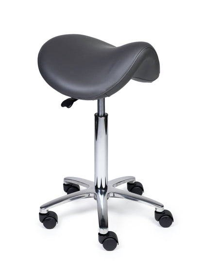 Ergonomischer Sattelhocker Premium Grau auf Rollen