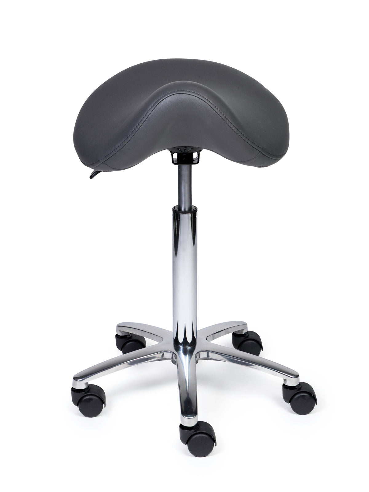 Ergonomischer Sattelhocker Premium Grau auf Rollen