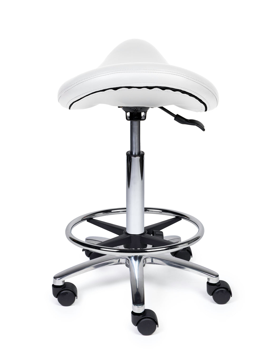 Ergonomische Zadelkruk Premium Wit op Wielen