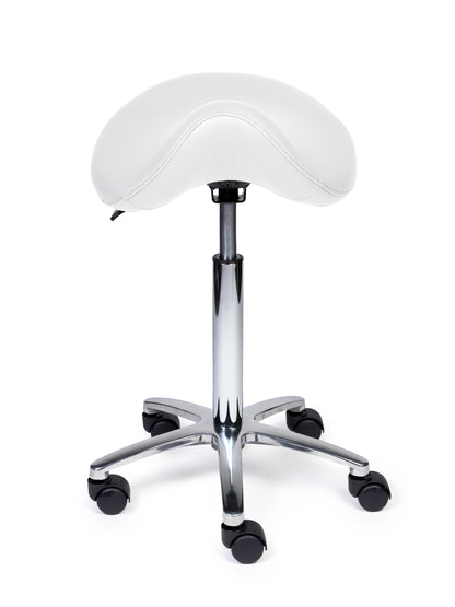 Ergonomischer Sattelhocker Premium Weiß auf Rollen