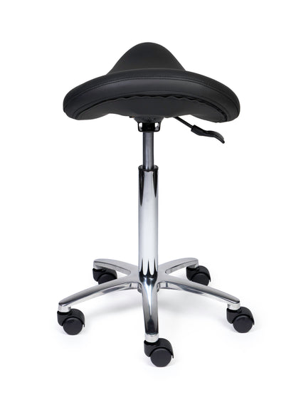 Ergonomischer Sattelhocker Premium Schwarz auf Rollen