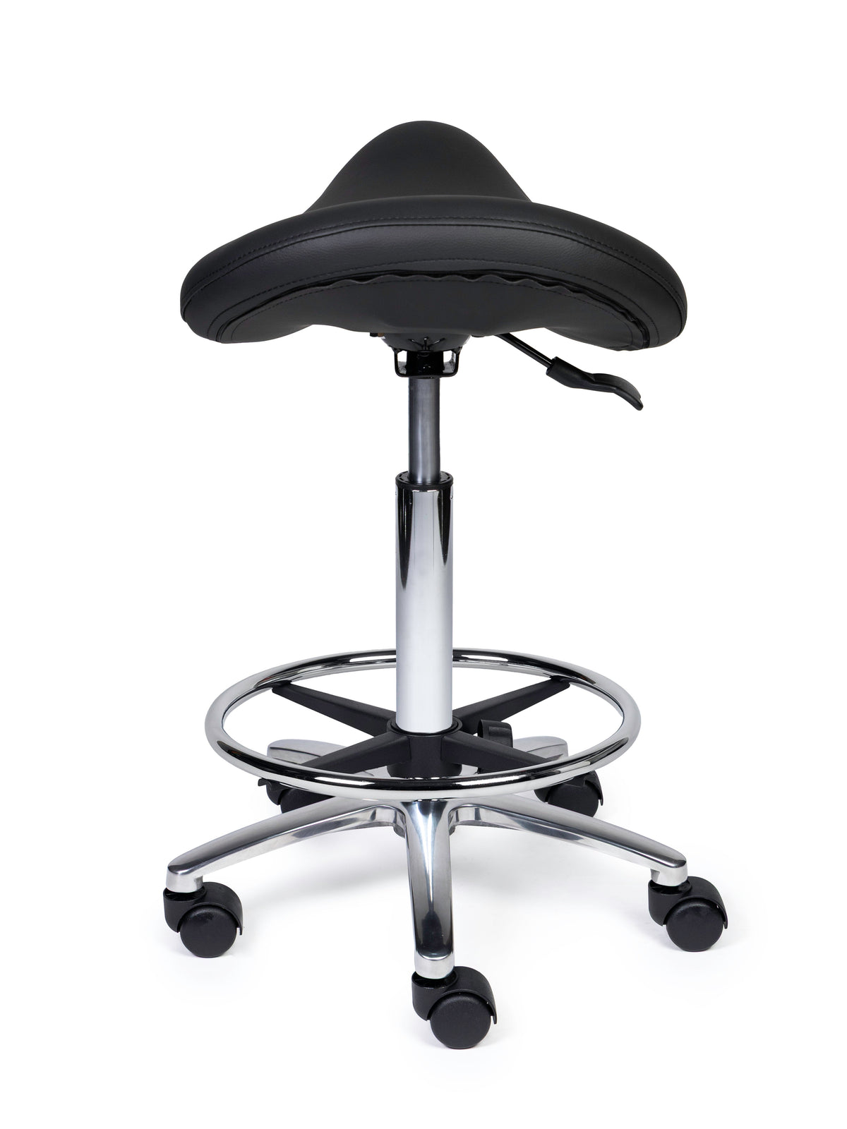 Ergonomischer Sattelhocker Premium Schwarz auf Rollen