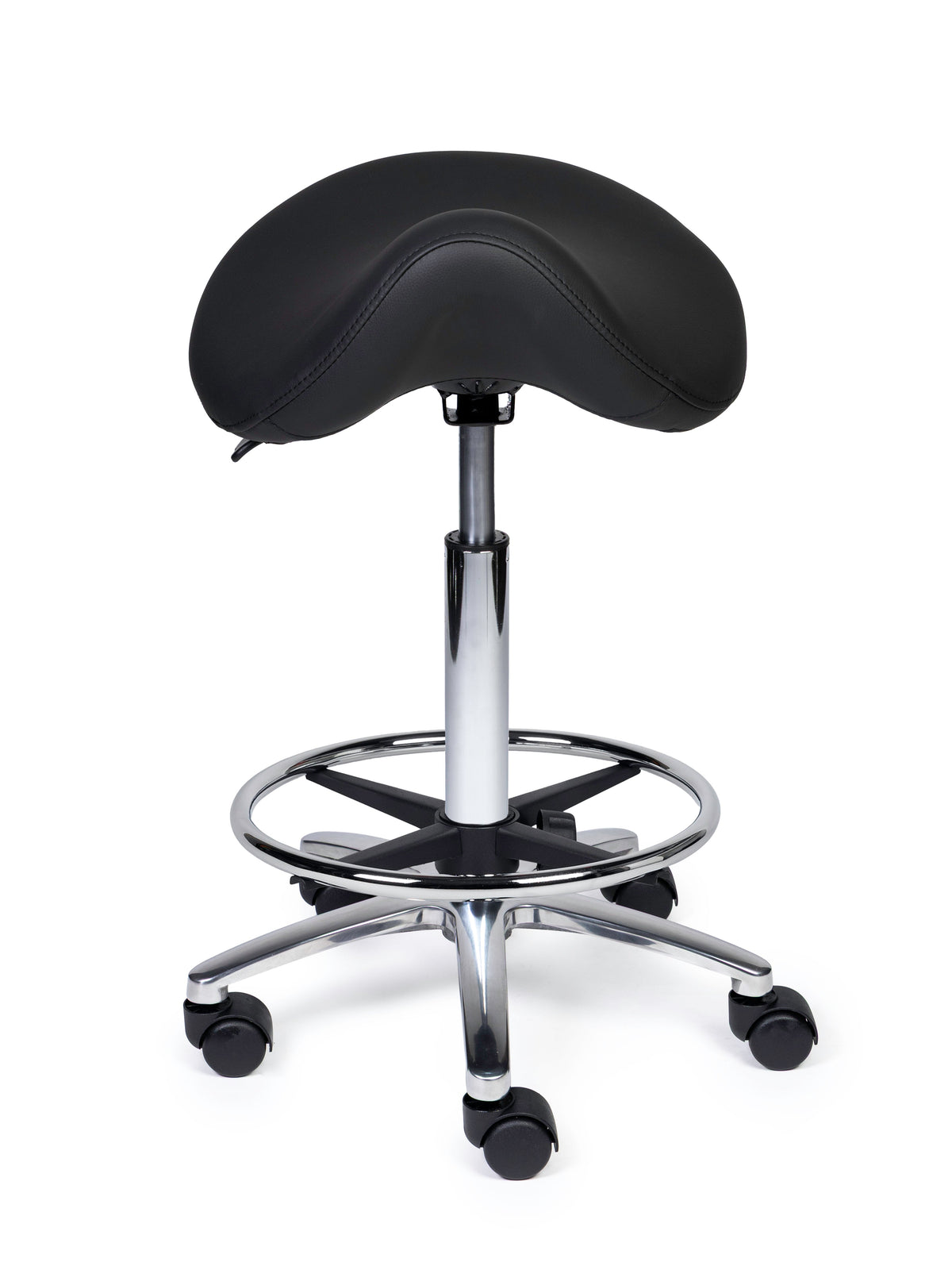 Ergonomischer Sattelhocker Premium Schwarz auf Rollen