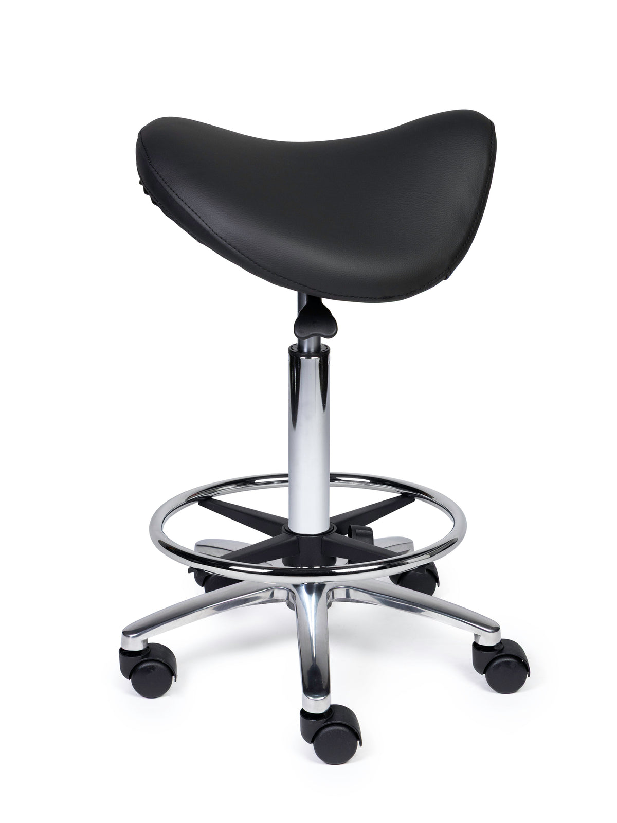 Ergonomischer Sattelhocker Premium Schwarz auf Rollen