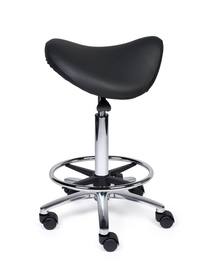 Ergonomischer Sattelhocker Premium Schwarz auf Rollen