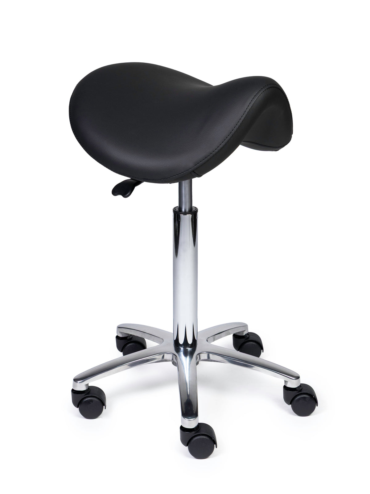 Ergonomischer Sattelhocker Premium Schwarz auf Rollen