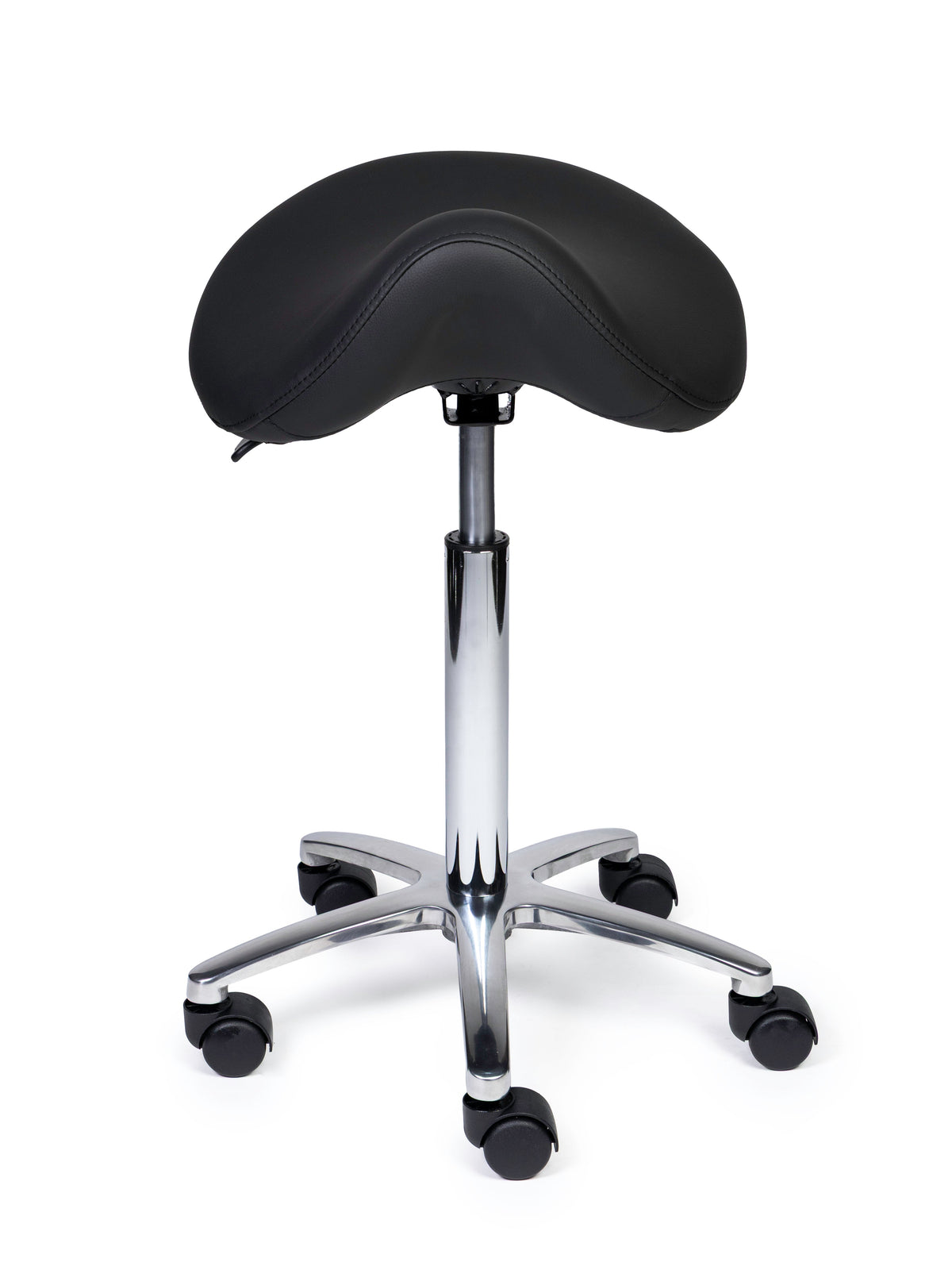 Ergonomischer Sattelhocker Premium Schwarz auf Rollen