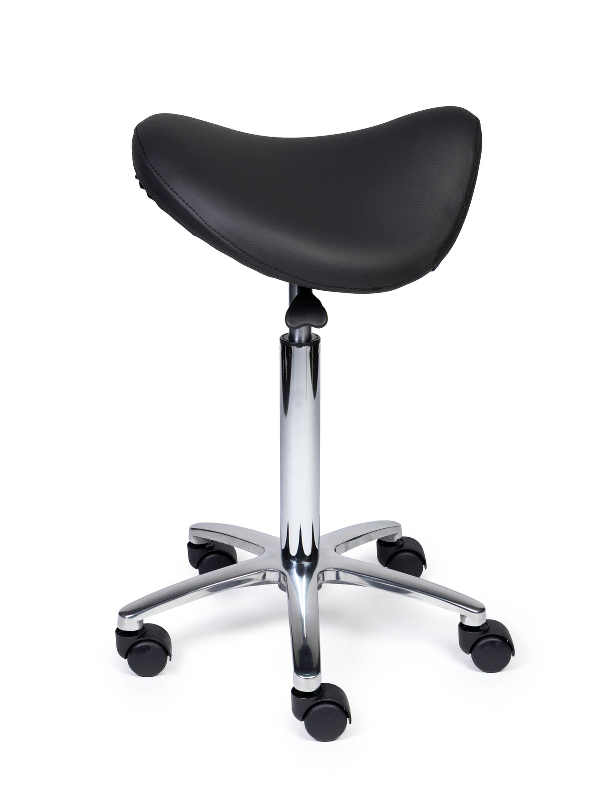 Ergonomischer Sattelhocker Premium Schwarz auf Rollen