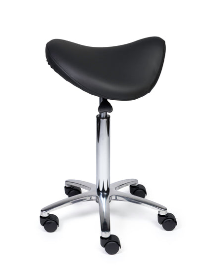 Ergonomischer Sattelhocker Premium Schwarz auf Rollen