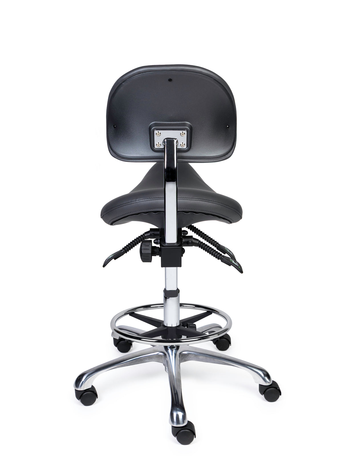 Ergonomischer Sattelhocker mit Rückenlehne Premium Grau auf Rollen