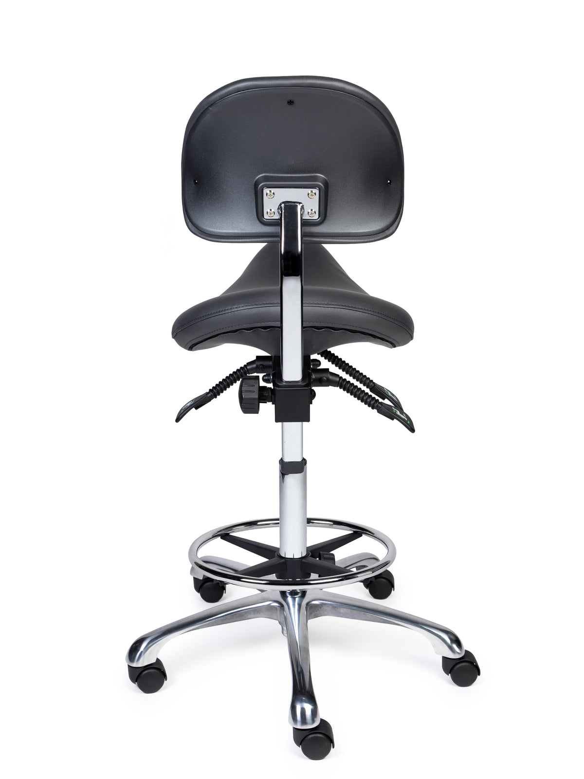 Ergonomischer Sattelhocker mit Rückenlehne Premium Grau auf Rollen