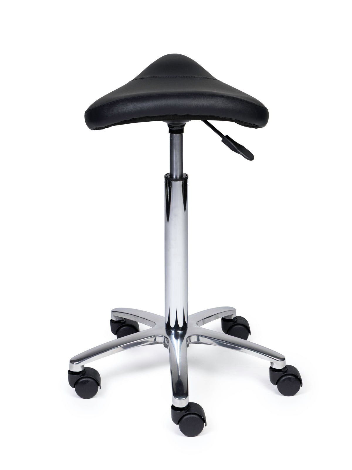 Ergonomischer Sattelhocker Kompakt Schwarz auf Rollen