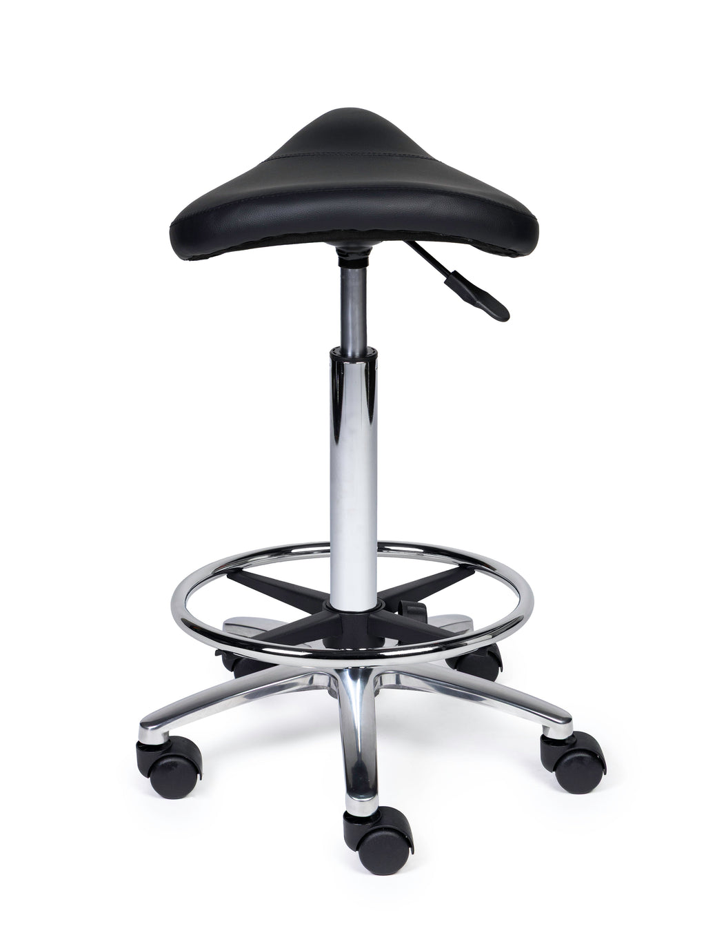 Ergonomischer Sattelhocker Kompakt Schwarz auf Rollen