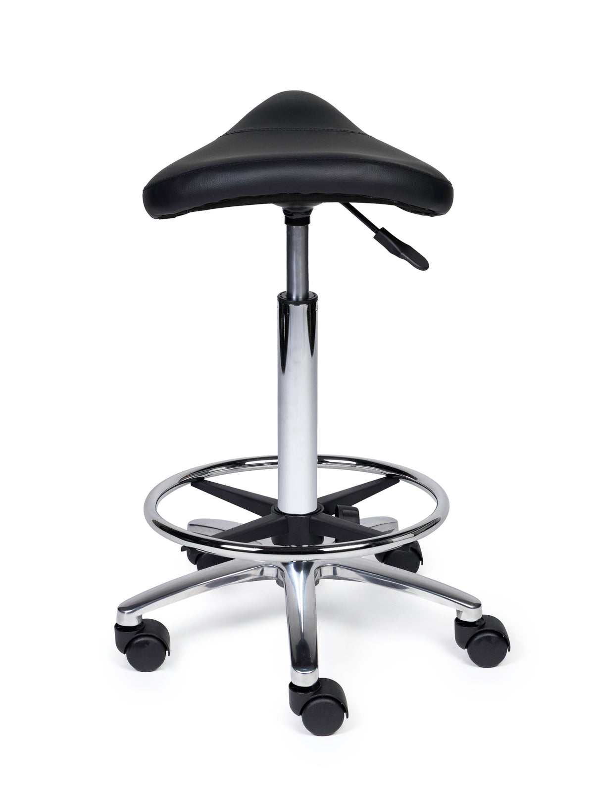 Ergonomischer Sattelhocker Kompakt Schwarz auf Rollen