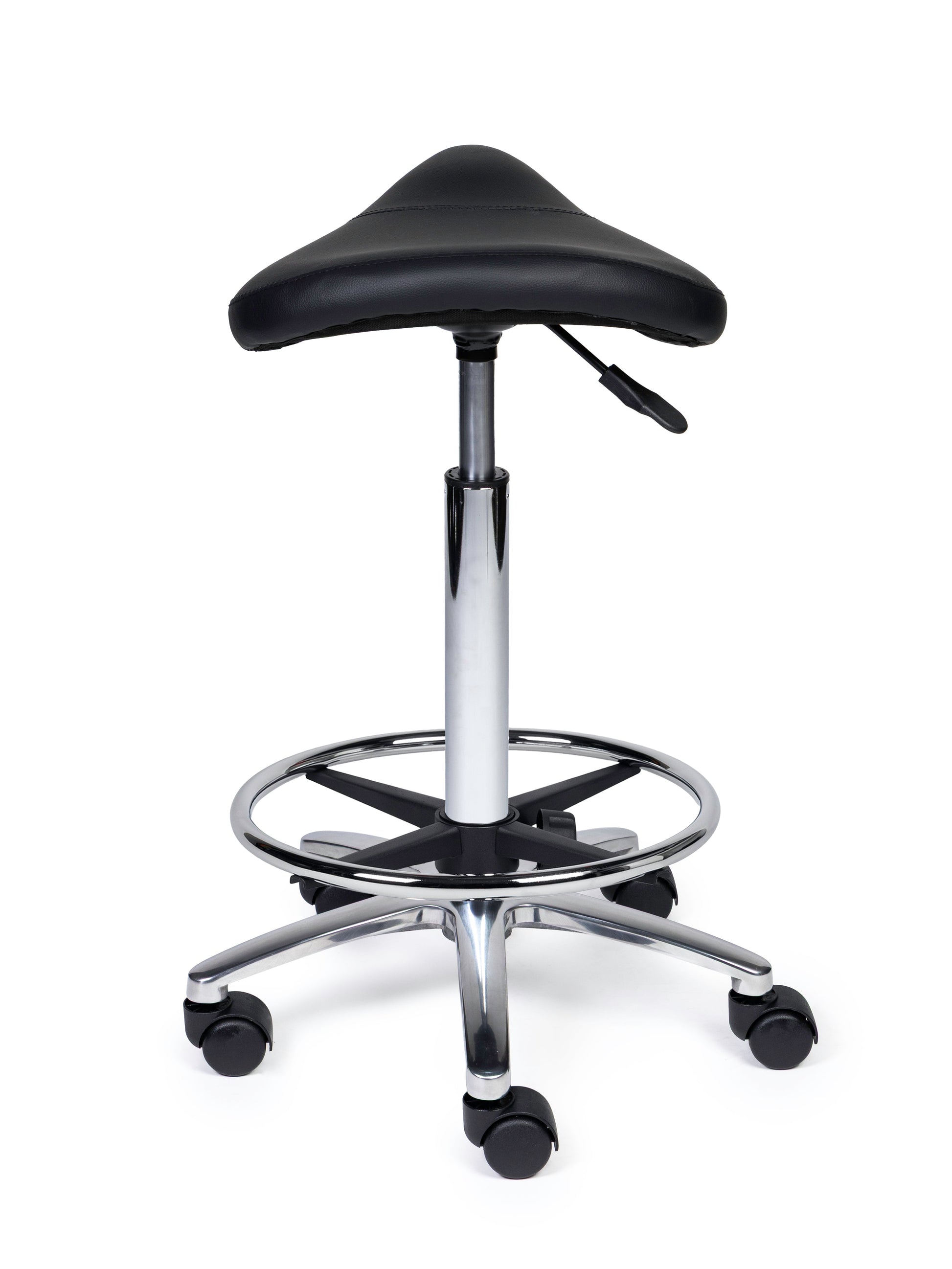 Ergonomischer Sattelhocker Kompakt Schwarz auf Rollen