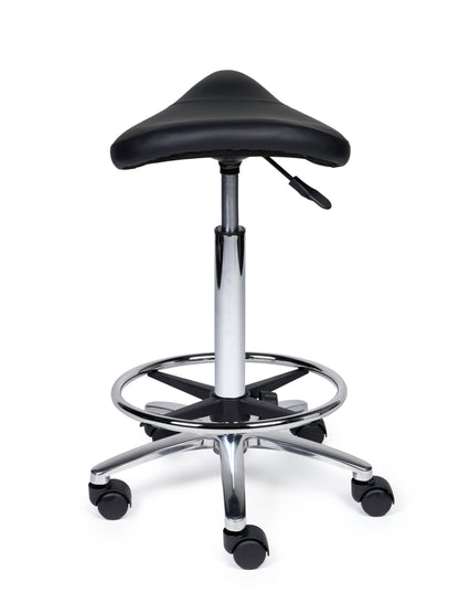 Ergonomischer Sattelhocker Kompakt Schwarz auf Rollen