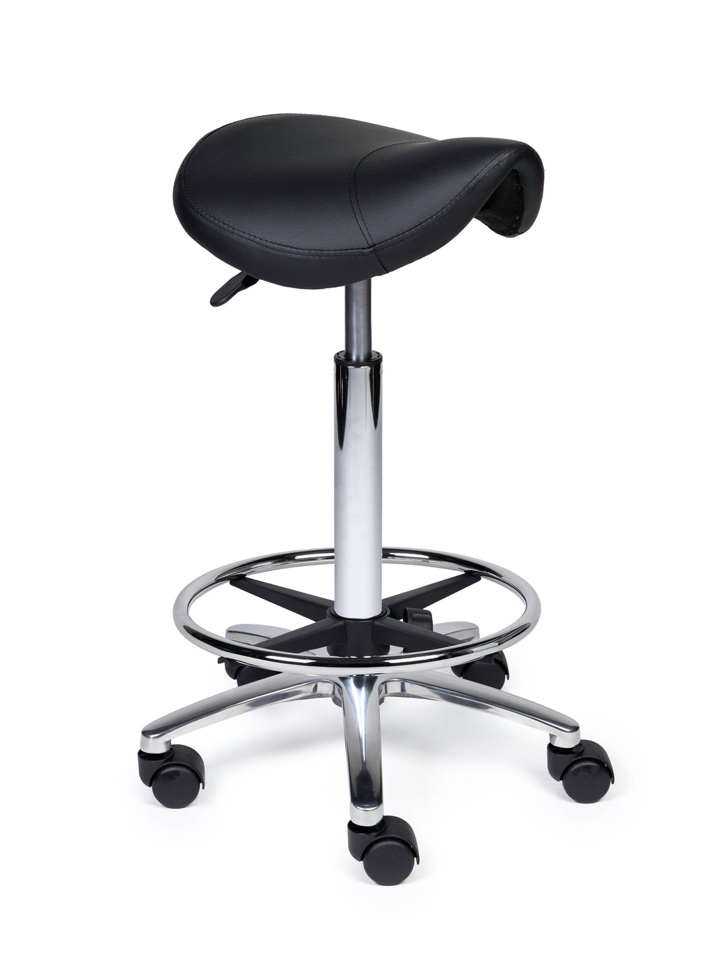 Ergonomischer Sattelhocker Kompakt Schwarz auf Rollen