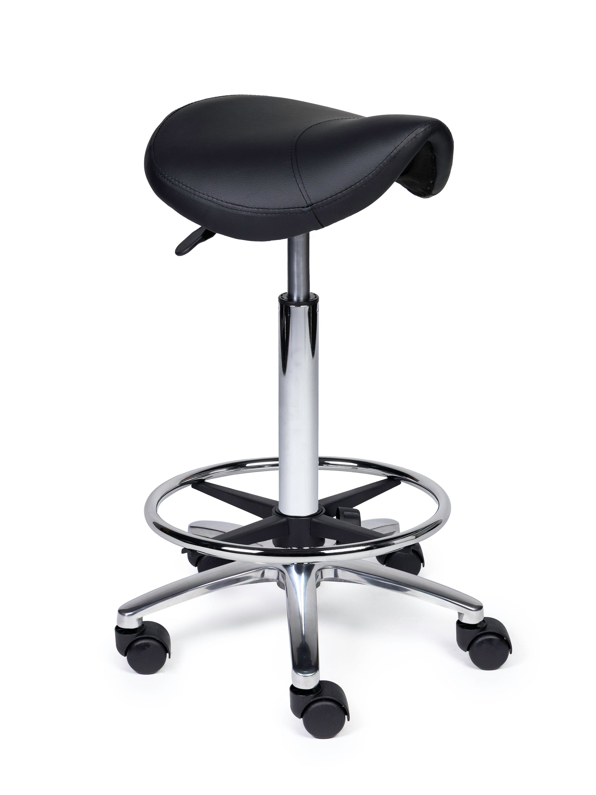 Ergonomischer Sattelhocker Kompakt Schwarz auf Rollen