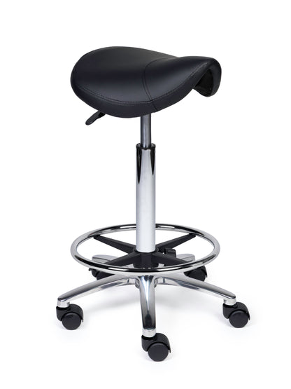 Ergonomischer Sattelhocker Kompakt Schwarz auf Rollen