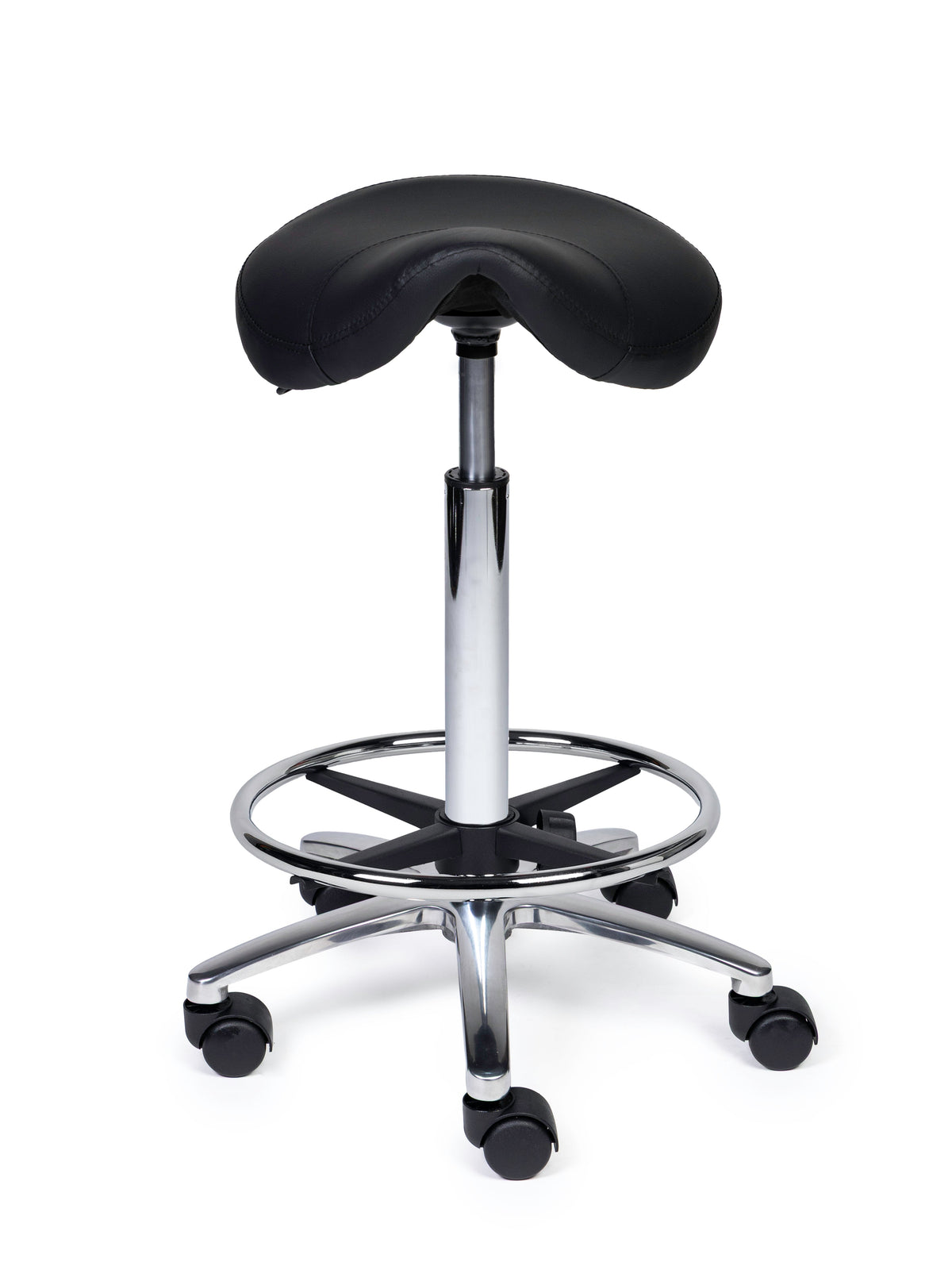 Ergonomischer Sattelhocker Kompakt Schwarz auf Rollen
