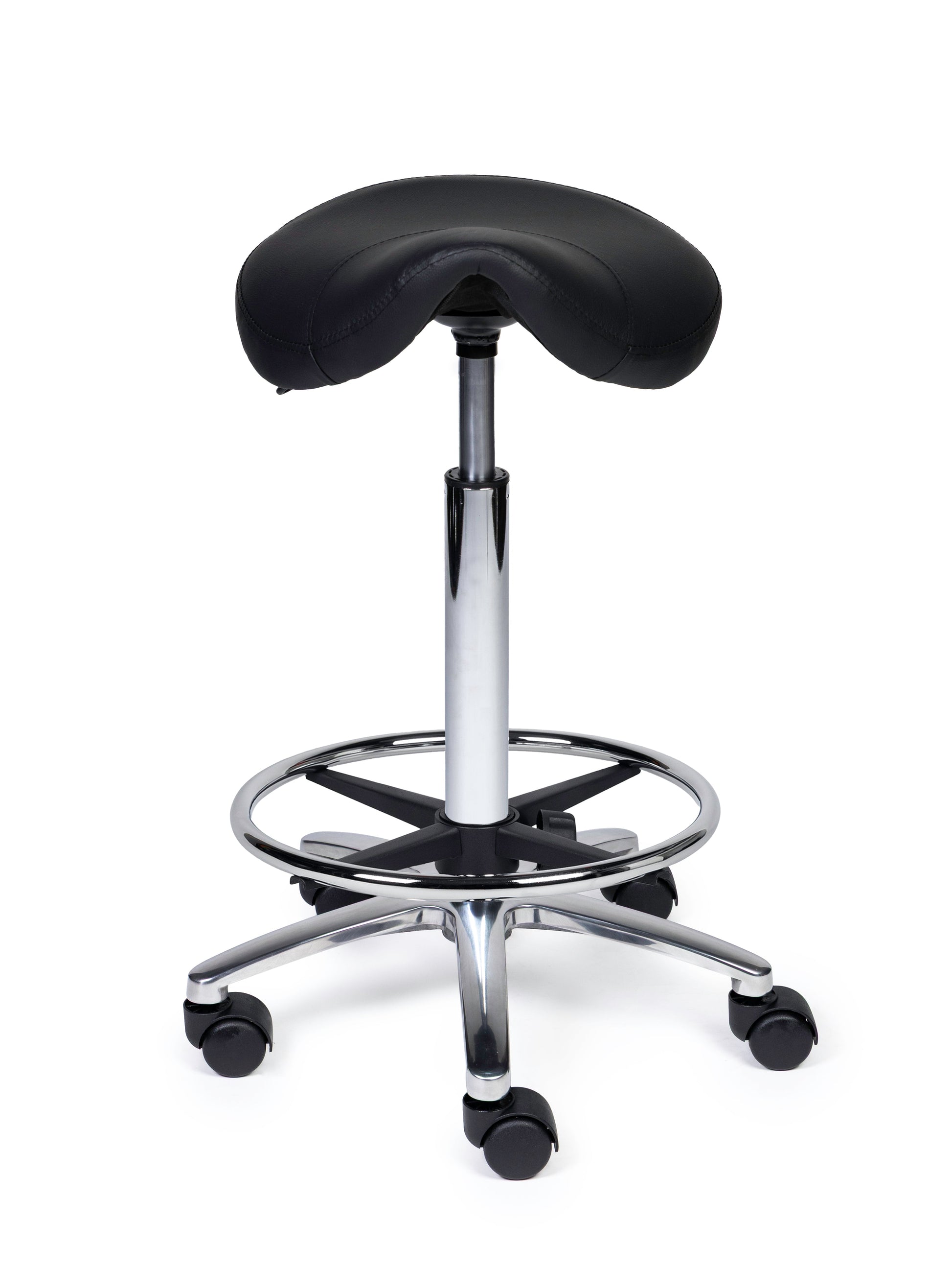 Ergonomischer Sattelhocker Kompakt Schwarz auf Rollen