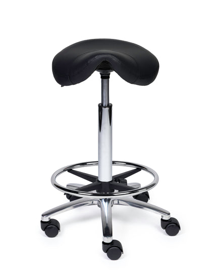 Ergonomischer Sattelhocker Kompakt Schwarz auf Rollen